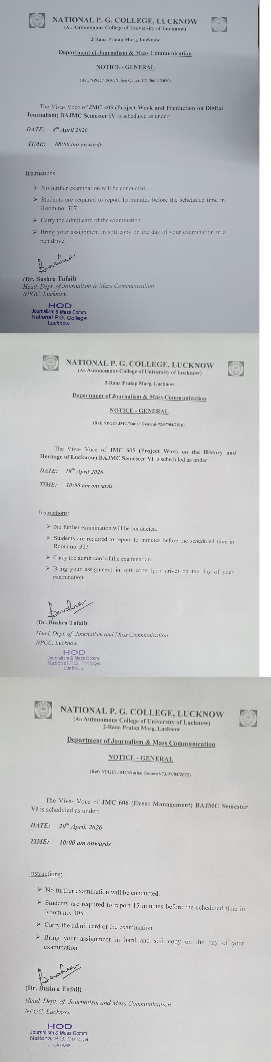 Practical Exam Schedule