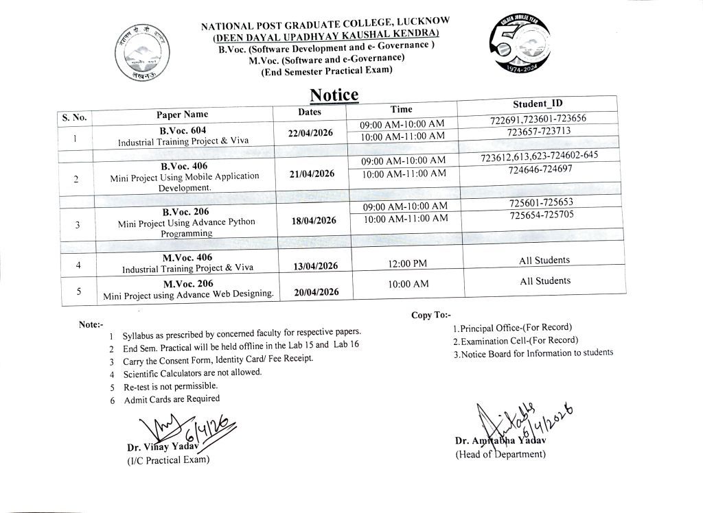 Practical Exam Schedule
